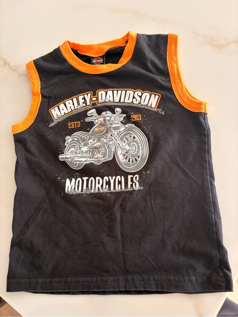 Harley-Davidson Black & Orange Kids Sleeveless Motorcycle Tank
